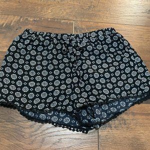 Black Patterned Shorts